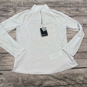 NWT Ariat White Quarter Zip UPF50 Sunstopper Top Size Medium Equestrian